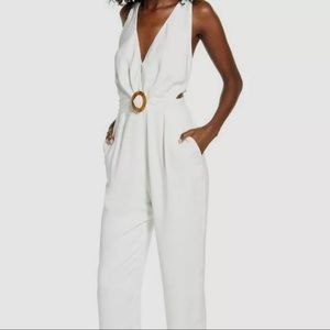 Wayf Cut-Out V-Neck Sleeveless Tapered Leg Jumpsuit